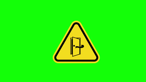 Ein-Gelbes-Dreieck-Mit-Der-Warnung-„Vorsicht,-Tür-Geschlossen-Halten“-–-Konzeptanimation-Mit-Alphakanal