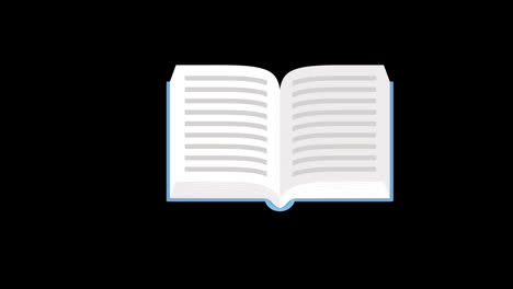Ein-Offenes-Buch-Mit-Einem-Blauen-Rand-Symbol-Konzept-Animation-Mit-Alphakanal