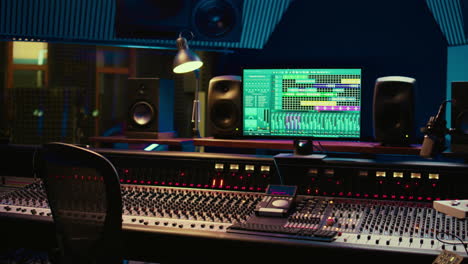 Music-record-studio-control-room-with-daw-software-used-to-mix-and-master-audio