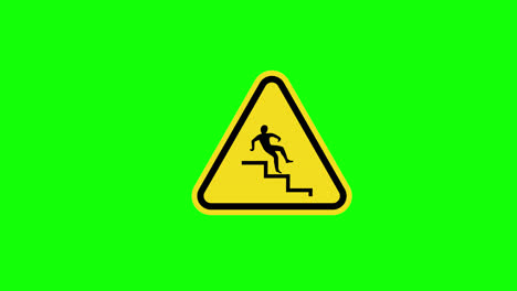 A-yellow-triangle-warning-falling-off-the-stairs-sign-icon-concept-animation-with-alpha-channel