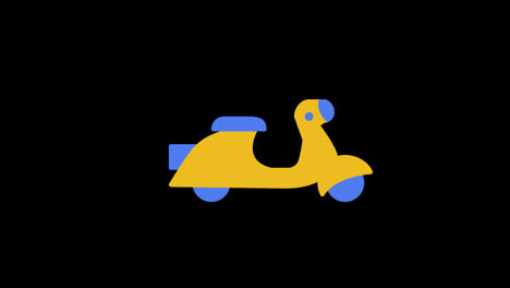 Ein-Gelber-Roller-Mit-Blauen-Rädern-Symbol-Konzept-Animation-Mit-Alphakanal