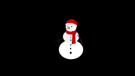 A-snowman-with-a-red-scarf-and-hat-icon-concept-loop-animation-video-with-alpha-channel