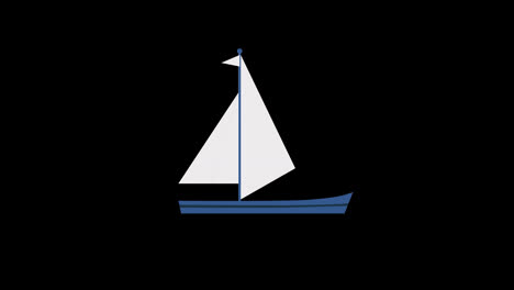 Segelboot-Mit-Einem-Flaggensymbol-Konzeptanimation-Mit-Alphakanal