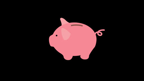 Schwein,-Das-Geld-Spart,-Münzsymbol,-Animationsschleife,-Bewegungsgrafikvideo,-Transparenter-Hintergrund-Mit-Alphakanal