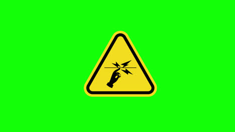 Gelbes-Dreieck-Vorsicht-Warnung-Warnung-Gefahr-Blitz-Elektrozaun-Symbol-Zeichen-Symbol-Konzept-Animation-Mit-Alphakanal