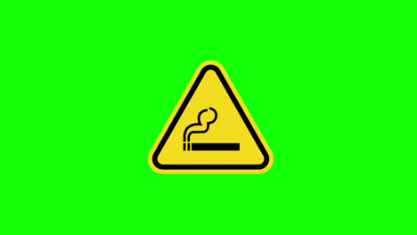 Triángulo-Amarillo-Advertencia-Humos-Nocivos-área-Para-Fumar-Cigarrillos-Símbolo-Signo-Icono-Animación-Conceptual-Con-Canal-Alfa