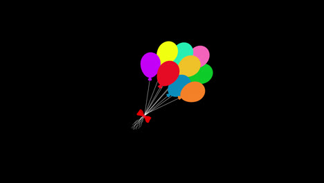 A-bunch-of-balloons-with-a-bow-icon-concept-loop-animation-video-with-alpha-channel