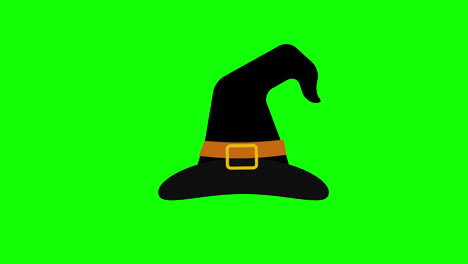 black-witch-hat-icon-concept-loop-animation-video-with-alpha-channel