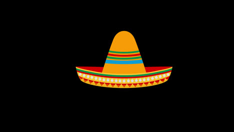 Animación-Conceptual-Del-Icono-Del-Sombrero-Mexicano-Tradicional-Con-Canal-Alfa