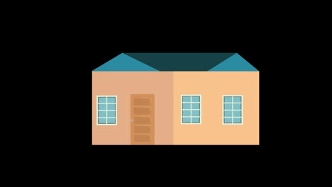 Ein-Haus-Mit-Einem-Tür--Und-Fenstersymbol-Konzept-Loop-Animationsvideo-Mit-Alphakanal