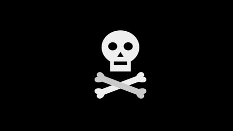 Eine-Animation-Des-Piratensymbols-Mit-Weißem-Knochen-Und-Totenkopf-Und-Gekreuzten-Knochen-Mit-Alphakanal