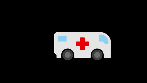 Ambulancia-Con-ícono-De-Sirena,-Vehículo-Médico-De-Emergencia,-Animación-En-Bucle-Con-Canal-Alfa,-Pantalla-Verde.