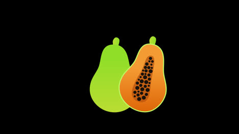 Papaya,-Obst-Icon-Konzept-Animation-Mit-Alphakanal
