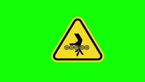 Gelbes-Dreieck,-Vorsicht,-Warnung,-Handverschränkung,-Symbol,-Symbol,-Konzeptanimation-Mit-Alphakanal