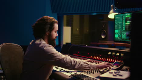 Portrait-of-music-producer-working-in-control-room-professional-studio