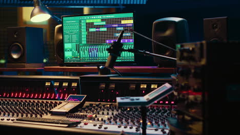 Kontrollraum-Eines-Musikaufnahmestudios-Mit-DAW-Software-Zum-Mischen-Und-Mastern-Von-Audio