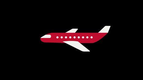 Ein-Rot-weißes-Flugzeug,-Das-Am-Himmel-Fliegt,-Konzeptanimation-Mit-Alphakanal