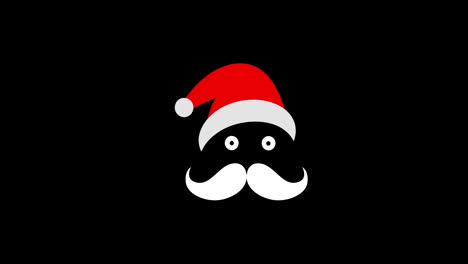 santa-hat-with-a-mustache-icon-concept-loop-animation-video-with-alpha-channel
