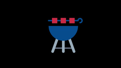 Barbecue-Grill-Kebab-Symbol-Konzept-Loop-Animationsvideo-Mit-Alphakanal