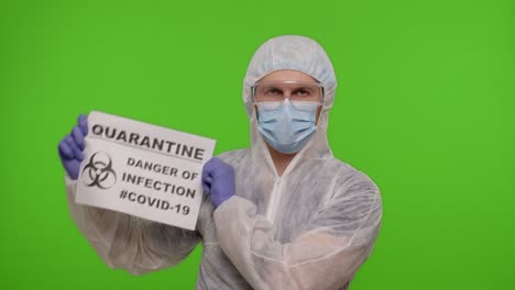 Doctor-in-PPE-suit-showing-warning-text-slogan-on-paper---Quarantine-Danger-Of-Infection-Covid-19