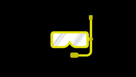 a-yellow-diving-goggles-with-a-pair-of-snorgles-on-the-side-icon-concept-loop-animation-video-with-alpha-channel