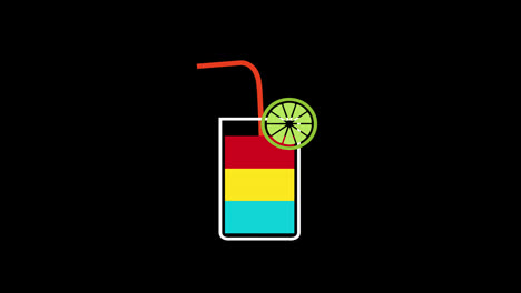A-cocktail-with-straw-icon-concept-loop-animation-video-with-alpha-channel