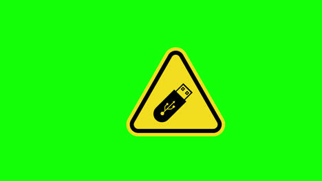 Triángulo-Amarillo-Precaución-Advertencia-Unidad-Flash-USB-Símbolo-Signo-Icono-Concepto-Animación-Con-Canal-Alfa
