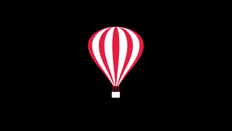 Rot-weißes-Heißluftballon-Symbol,-Das-Im-Himmel-Schwebt,-Konzeptanimation-Mit-Alphakanal