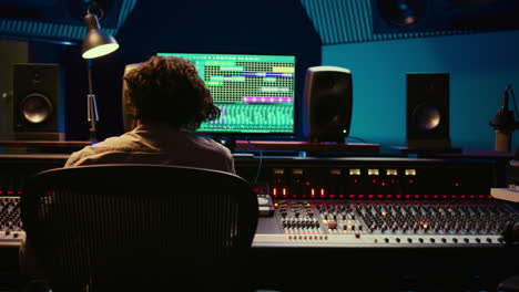 Tracking-engineer-processing-and-mixing-sound-on-audio-console