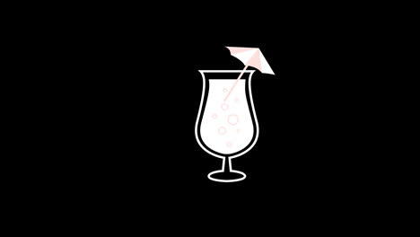 A-cocktail-with-umbrella-and-straw-icon-concept-loop-animation-video-with-alpha-channel