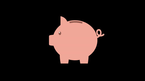 Cerdo-Ahorrando-Dinero-Icono-De-Moneda-Animación-Bucle-Gráficos-En-Movimiento-Video-Fondo-Transparente-Con-Canal-Alfa