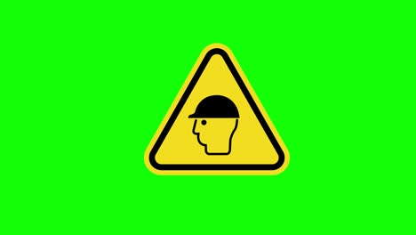 Gelbes-Dreieck-Vorsicht-Warnung-Schutzhelm-Schutzhelm-Symbol-Zeichen-Symbol-Konzept-Animation-Mit-Alphakanal