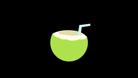 Eine-Grüne-Kokosnuss-Mit-Einem-Strohhalm-Symbol-Konzept-Loop-Animationsvideo-Mit-Alphakanal