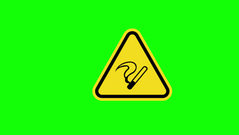 Gelbes-Dreieck,-Warnung-Vor-Schädlichen-Dämpfen,-Symbol-Für-Den-Zigarettenrauchbereich,-Symbol-Konzeptanimation-Mit-Alphakanal