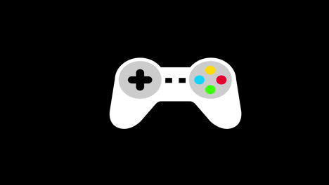 Ein-Weißer-Gamecontroller-Mit-Mehrfarbigen-Tasten,-Symbolkonzeptanimation-Mit-Alphakanal