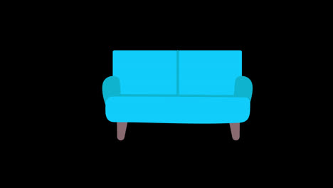 A-blue-couch-with-legs-icon-concept-loop-animation-video-with-alpha-channel