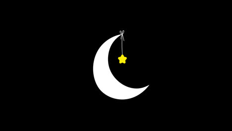 A-moon-and-a-star-from-a-string-icon-concept-loop-animation-video-with-alpha-channel