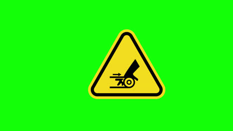 Ein-Gelbes-Dreieck-Mit-Warnung-Vor-Vorsicht,-Hand-Crush-Zeichen-Symbol-Konzept-Animation-Mit-Alphakanal