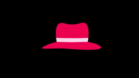 A-pink-beach-hat-with-a-white-band-icon-concept-animation-with-alpha-channel