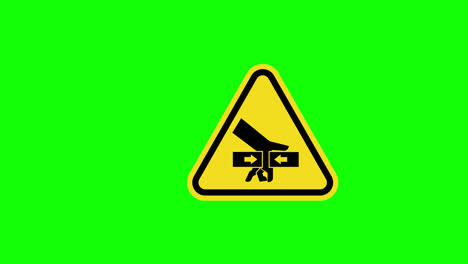 Un-Triángulo-Amarillo-Advertencia-Precaución-Mano-Aplastar-Signo-Icono-Animación-Concepto-Con-Canal-Alfa
