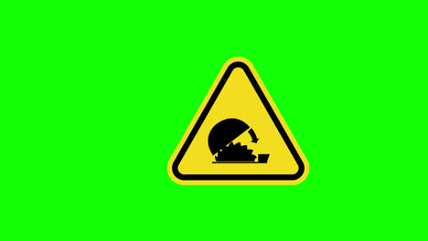 Un-Triángulo-Amarillo-Advertencia-Precaución-Mano-Aplastar-Guardia-Signo-Icono-Animación-Concepto-Con-Canal-Alfa