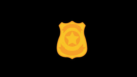 Una-Placa-De-Policía-Amarilla-Con-Una-Estrella-En-Ella-Animación-Conceptual-De-Icono-Con-Canal-Alfa
