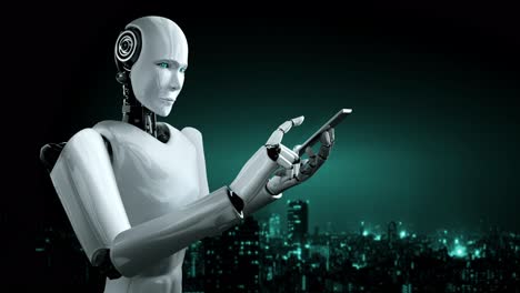 Futuristischer-Roboter,-Künstliche-Intelligenz,-Huminoid-KI-Programmierung,-Codierung