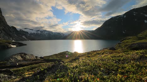 Sunset-against-the-backdrop-of-the-Norwegian-mountains.-Beautiful-Nature-Norway-natural-landscape.