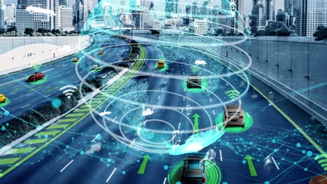 Concepto-De-Tecnología-De-Transporte-Inteligente-Para-El-Futuro-Tráfico-De-Automóviles-En-La-Nueva-Carretera-De-La-Ciudad