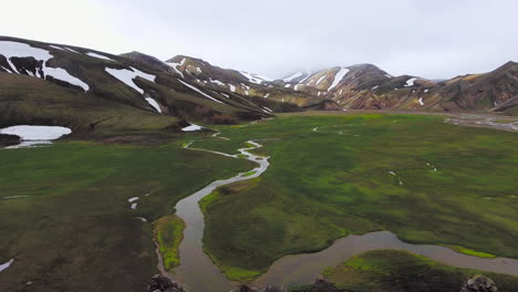 Drone-aerial-footage-of-Landmannalaugar-landscape-in-Iceland-Highlands.