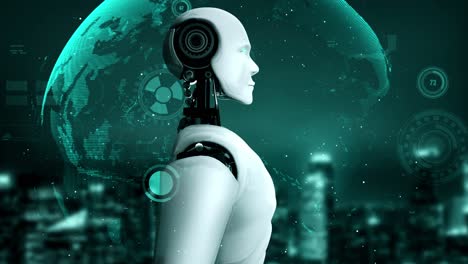 Futuristischer-Roboter,-Künstliche-Intelligenz,-Huminoid-KI-Für-Industriefabriken