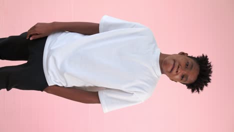 Vertical-video-of-young-African-American-teenager-portrait-middle-shot