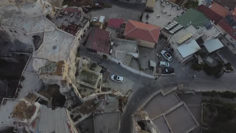 Aerial-tour-over-old-shaped-beautiful-Cappadocia-City-in-Turkey