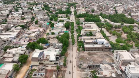 Vista-Aérea-De-Una-Zona-Urbana-Densamente-Poblada,-Ciudad-De-Mirpur-Khas,-Sindh,-Pakistán